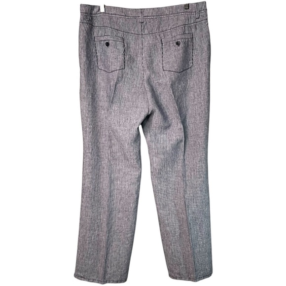 OLSEN EUROPE Anna 100% Linen Straight Leg Trousers Flat Front Side Pockets Sz 14 - Picture 3 of 10